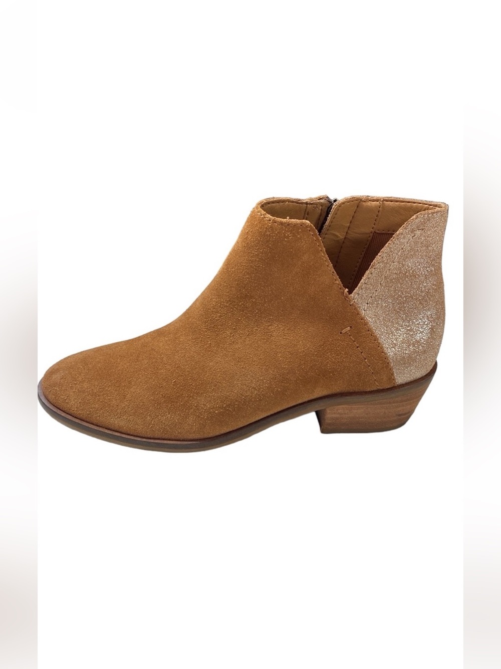 Frye and CO Suede Leather Ankle Boots with Silver Glitter Back